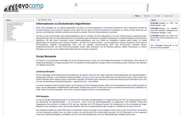 Vorschau von www.evocomp.de, EvoComp: Informationen zu Evolutionsstrategien und Genetischen Algorithmen