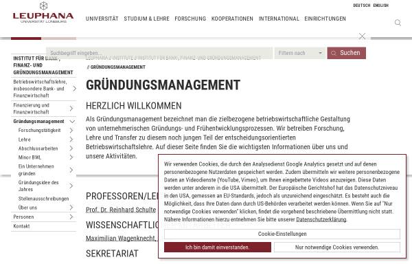 Vorschau von www.leuphana.de, Lehrstuhl für Gründungsmanagement (GMLG)