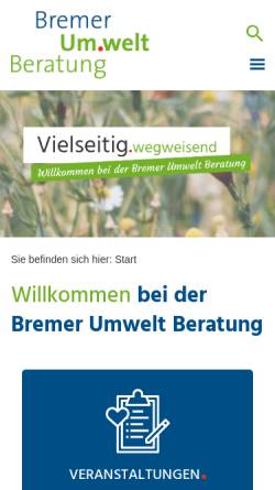 Vorschau der mobilen Webseite www.bremer-umwelt-beratung.de, Bremer Umwelt Beratung e.V.