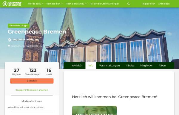 Vorschau von www.bremen.greenpeace.de, Greenpeace Gruppe Bremen