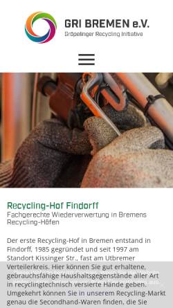 Vorschau der mobilen Webseite gri-bremen.de, Recycling-Höfe Bremen