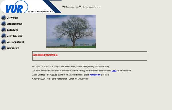 Vorschau von www.vur.de, Verein für Umweltrecht