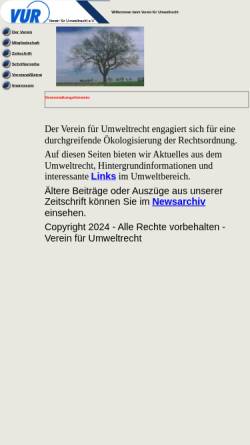 Vorschau der mobilen Webseite www.vur.de, Verein für Umweltrecht