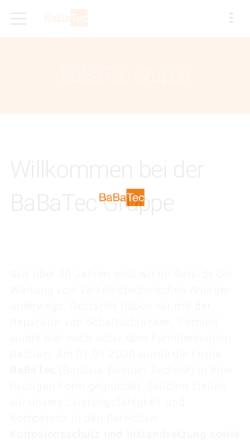 Vorschau der mobilen Webseite www.babatec.de, BaBaTec GmbH