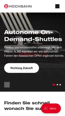 Vorschau der mobilen Webseite www.hochbahn.de, Hamburger Hochbahn