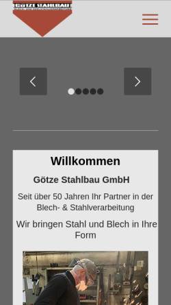 Vorschau der mobilen Webseite www.goetze-stahlbau.de, Goetze Stahlbau GmbH