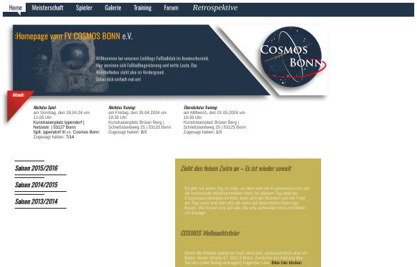 Vorschau von www.cosmos-bonn.de, Fußballverein Cosmos Bonn e.V.