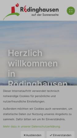 Vorschau der mobilen Webseite www.roedinghausen.de, Gemeinde Rödinghausen