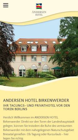 Vorschau der mobilen Webseite www.andersen-hotel.de, Andersen Hotels