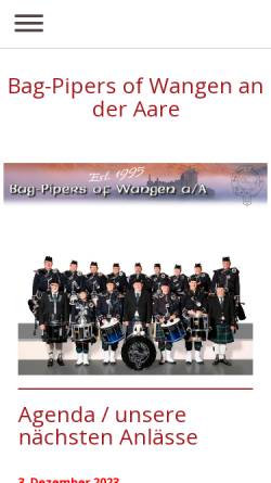 Vorschau der mobilen Webseite www.bag-pipers.ch, Bagpipers of Wangen a/ Aare