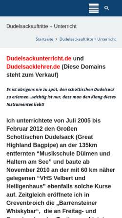 Vorschau der mobilen Webseite www.dudelsack.de, Hoffrichter, Werner