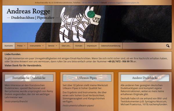 Vorschau von www.uilleann-pipes.de, Pipemaker Andreas Rogge