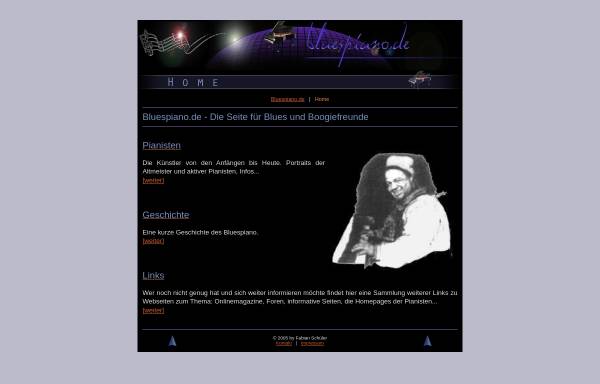 Vorschau von www.bluespiano.de, Die Seite für Blues- und Boogiefreunde