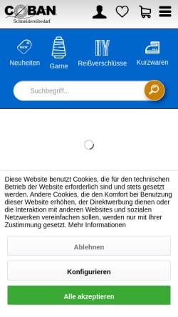 Vorschau der mobilen Webseite coban-kurzwaren.de, Coban Kurzwaren