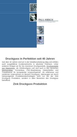 Vorschau der mobilen Webseite www.paul-hirsch.de, Paul Hirsch GmbH & Co. KG Druckguss-Werk