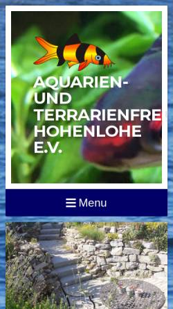 Vorschau der mobilen Webseite www.aquarienfreunde.de, Aquarien- und Terrarienfreunde Hohenlohe e.V.