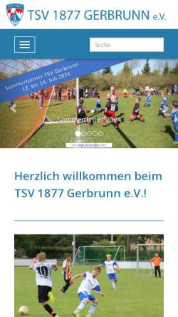 Vorschau der mobilen Webseite tsvgerbrunn.de, TSV 1877 Gerbrunn e.V.