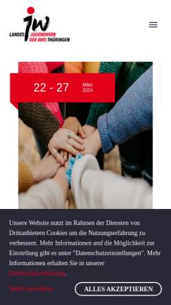 Vorschau der mobilen Webseite www.jw-zukunft.de, Landesjugendwerk der AWO Thüringen