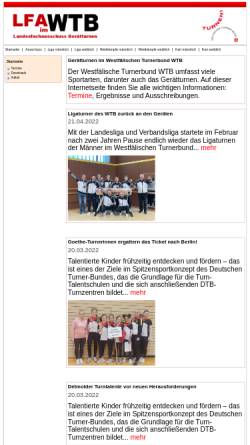 Vorschau der mobilen Webseite www.wtb-geraetturnen.de, Landesfachausschuss Gerätturnen im WTB