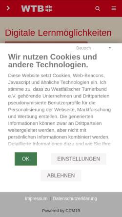 Vorschau der mobilen Webseite www.wtb.de, Westfälischer Turnerbund e.V. (WTB)