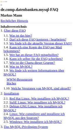 Vorschau der mobilen Webseite mysql-faq.sourceforge.net, de.comp.datenbanken.mysql-FAQ