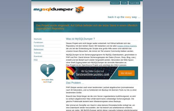Vorschau von www.mysqldumper.de, MySQLDumper