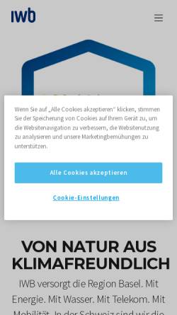Vorschau der mobilen Webseite www.iwb.ch, IWB Industrielle Werke Basel
