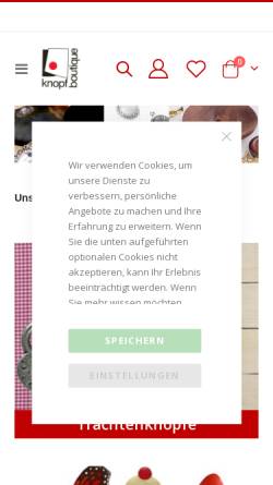 Vorschau der mobilen Webseite www.knopf-boutique.de, Knopf Boutique, Dr. Wagner Handel und Projekte GmbH