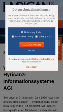 Vorschau der mobilen Webseite www.hyrican.de, Hyrican Informationssysteme AG