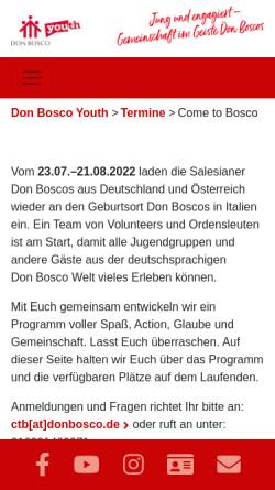 Vorschau der mobilen Webseite www.come-to-bosco.eu, Come to Bosco