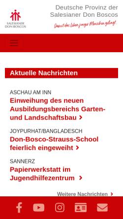 Vorschau der mobilen Webseite www.donbosco.de, Don-Bosco-Werk in Deutschland