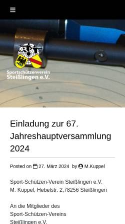 Vorschau der mobilen Webseite www.schuetzen-steisslingen.de, Sport-Schützen-Verein Steißlingen e.V.