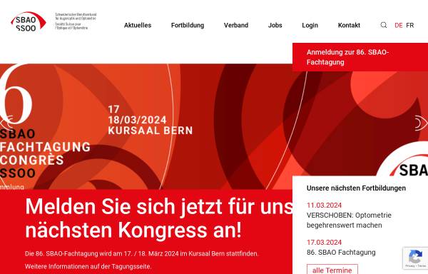 Vorschau von sbao.ch, Schweiz. Berufsverband für Augenoptik und Optometrie (SBAO/SSOO)
