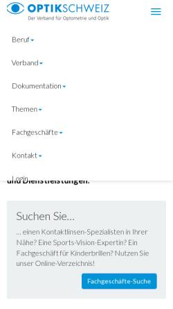 Vorschau der mobilen Webseite www.sov.ch, Schweizer Optikverbandes SOV