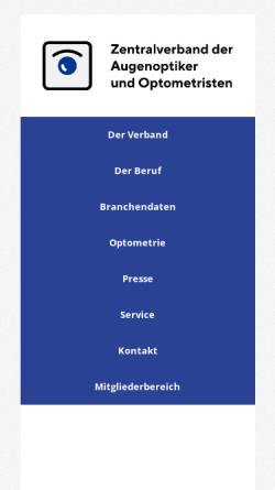 Vorschau der mobilen Webseite www.zva.de, Zentralverband der Augenoptiker (ZVA)