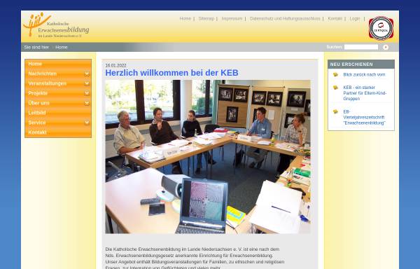 Vorschau von www.keb-nds.de, Katholische Erwachsenenbildung im Lande Niedersachsen e.V. (KEB)
