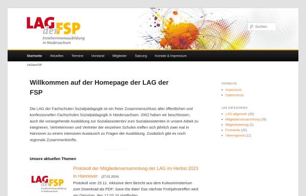 Vorschau von www.lagderfsp.de, Landesarbeitsgemeinschaft der Fachschulen für Sozialpädagogik Niedersachsen