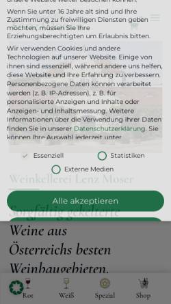 Vorschau der mobilen Webseite www.lenzmoser.at, Lenz Moser