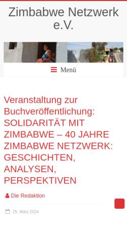 Vorschau der mobilen Webseite zimbabwe-netzwerk.de, Zimbabwe Netzwerk e.V.