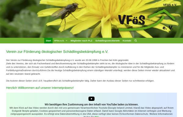 Vorschau von vfoes.de, Verein zur Förderung ökologischer Schädlingsbekämpfung e.V.
