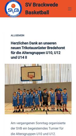 Vorschau der mobilen Webseite www.svb-basketball.de, SV Brackwede