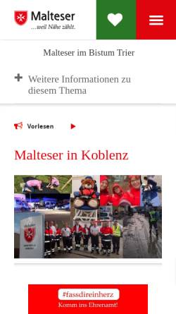 Vorschau der mobilen Webseite www.malteser-koblenz.de, Malteser Hilfsdienst