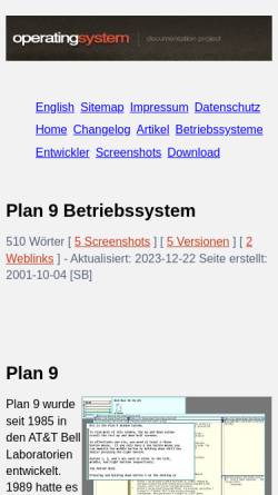Vorschau der mobilen Webseite www.operating-system.org, Operating-System.org - Plan 9