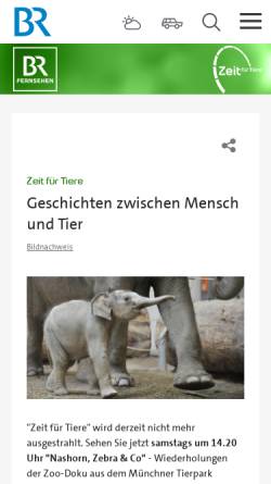 Vorschau der mobilen Webseite www.br.de, Zeit für Tiere