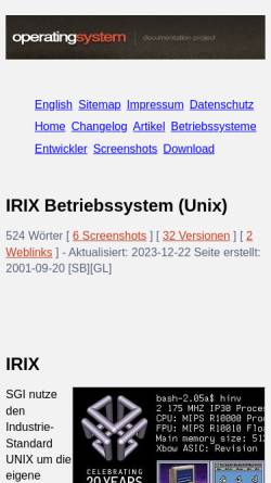 Vorschau der mobilen Webseite www.operating-system.org, Unix-Derivat IRIX
