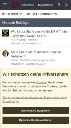 Vorschau der mobilen Webseite www.bsdforen.de, BSDForen.de