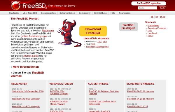 Vorschau von www.freebsd.org, FreeBSD