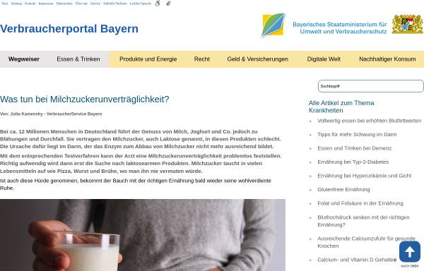 Vorschau von www.vis.bayern.de, VIS Bayern: Milchzuckerunverträglichkeit