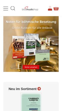 Vorschau der mobilen Webseite www.blasmusik-shop.de, DVO Druck und Verlag Obermayer GmbH