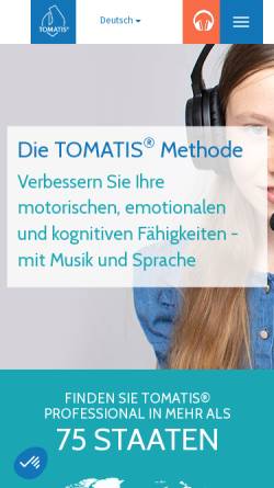 Vorschau der mobilen Webseite www.tomatis.de, Tomatis Deutschland